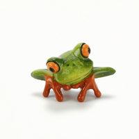 Frog Figurine Whimsical Frog Statue Compact for Desk, Entryway, Collectors