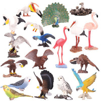 Solid Animal Model Simulation Cognitive Bird Figures Eagle Parrot Peacock Flamingo Owl Toy Ornament