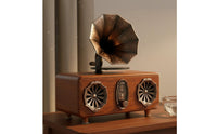 Vintage Bluetooth Speaker TF Card & USB Support Retro Gramophone Speaker Heavy Bass Mini Gramophone Music Player for Desktop, Living Room, Bedroom