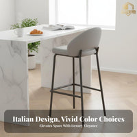 Upholstered Counter Stool with Rear Supportrest Rustic Design Bar Chair Light Luxury Design Easy Assembly for Adults