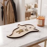 Halloween Wooden Carved Tray for Home Decor and Storage