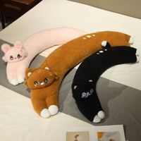 Long Animal Soft Pillow Super Soft Animal Character Body Soft Bolster Filling Large Hugging Stuffed Animal for Women, Side Sleepers, Sofa, Office