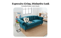French Retro design Scalloped rear Settee space-saving Footprint Armless Tufted Settee Thick Cushioned Seat Home Furniture Sturdy Construction for Apartment Dwellers, Boutique Business Owners, Living Room, Guesthouse, Bedroom, Entryway