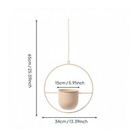 Wrought Iron Hanging Basket Minimalist Crafted Metal Hoop Plant Holder Lightweight Home Decoration for Balcony, Garden