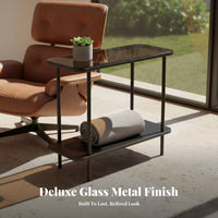 Narrow Side Table Long-Lasting Metal Frame Slim Sofa Table Nightstand Easy Assembly Adjustable Feet for Small Areas, Bedroom
