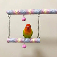 Bird Swing Double Layer Rope Parrot Perch, Parrot Toy with Bells, Bird Rope Cockatiel Perch for Budgies, Parakeet, and Small Parakeets Cage