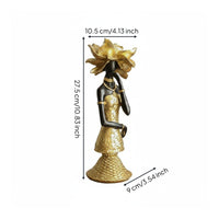 African-Themed Figurine Shiny Finish African Lady Statue Textured Home Decor