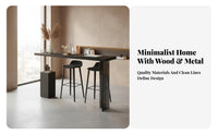 Suspended Table Rustic Minimalism Solid Wood High Top Table Minimalist Design Narrow Wall Desk for Homeowners, Renters, Living Room, Hallway
