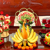 仿真孔雀头插件网红水果盘雕刻摆件结婚供品乔迁摆盘香蕉创意装饰