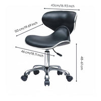 Padded Technician Chair with Wheels Low Back Support Rolling Salon Chair Silver Metal Base Ergonomic Vanity Stool for Nail Technicians, Artists