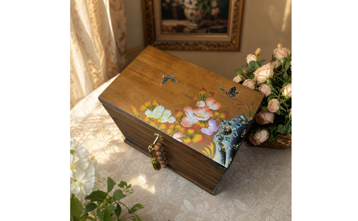 Wooden Jewelry Box with Drawers Traditional Jewelry Box with Drawers Vintage for Women, Collectors, Dresser, Vanity, Bedside Table