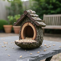 Hanging Bird Feeder Double Function Rustic Birdhouse Weatherproof for Yard