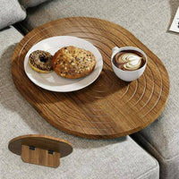 Wooden Sofa Armrest Table Easy to Clean Sofa Space Tray Anti-Slip Rim