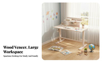 full set off-white Writing Desk with Hutch Spacious Desktop Writing Table with Hutch Ergonomic Design children's Furniture Sturdy Construction for Students, Kids 5-12, Parents, Study Area, Online Learning, Bedroom, Playroom