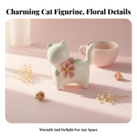 Cute Design Ceramic Cat Statue Light Luxury Design Porcelain Kitten Figurine Excellent Workmanship for Children, Living Room, Shelf