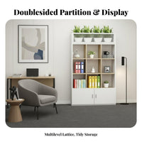 Stable Structure Multi-Shelf Storage Unit Strong Load-Bearing Capacity Partition Cabinet with Planter Scratch Resistant Room Divider Waterproof Surface for Homeowners, Professionals, Business Owners, Workspace, Reception Area