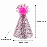 Lightweight Cone Birthday Hat, Paper Party Hats with Elastic for Kids & Adults, Fun Celebration for Dogs and Cats, Bright Coloured Party Supplies