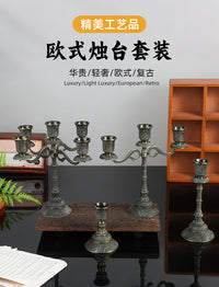 European Style Zinc Alloy Candle Holder with 5 Arms for Table Decor