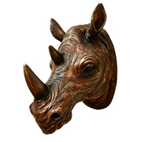 Home Decoration Carved Texture 3D Wall Relief Rhinoceros Head Wall Sculpture Detailed