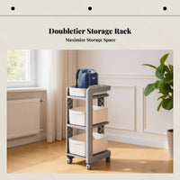 Movable Storage Rack for Backpacks, Multi-Tier Organizer, Rolling Cabinet for Books and Stationery