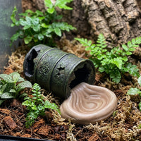 Naturalistic Resin Snake Hide and Gecko Tank Accessories, 13*20cm Reptile Hideout with Water Basin, Sturdy for Turtles and Frogs