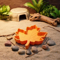 Maple Foliage Pet Bowl Easy to Clean Foliage Shaped Feeding Bowl Gecko Feeding Tray Sleek Surface Amphibian Food Plate