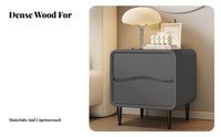Fluted Drawer Nightstand Rounded Corners Wavy Front Cabinet Ample Storage