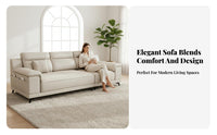 3-Seater Sofa French Inspired Straight-Line Three-Seater Light Luxury Living Room Furnishing for Families, Office Workers, Home, Lounge Area, Bedroom