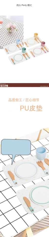宝宝仿真模拟厨房碗碟餐具沥水置物架套装过家家切切乐木制玩具