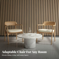 Woven rearrest Armchair Nordic design Home Seating sturdy Wood Frame Light Luxury Design for Homeowners, Reception Area, Office