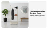 Rolling Clothes Rail Floor-Standing Clothing Rack Space-Saving for Homeowners