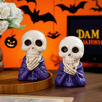 Halloween Resin Skull Figurine with Laughing Expression