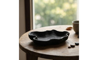 Carbonized Artisan-Crafted Wooden Tray Wabi-Sabi Wood Tray with Raised Sides Organic Shape Hand-Made for Home Decorators, Minimalists, Tabletop Decor, Tea Setups, Coffee Table