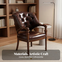 Leather Club Chair US-Inspired and Design Armchair Vintage Design Luxury Feel for Book Lovers, Adults, Living Room, Home Office