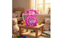 Retro Toy Telephone Vintage-Inspired Rotary-Style Toy Phone Pretend Play Telephone Decorative Bow Coiled Cord for Children