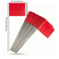 50 Pieces Marking Flag with Steel Wire Pole Outdoor for Landscapers, Gardeners