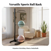 Space-Saving Design Exercise Ball Storage Rack Sturdy Steel Frame Exercise Ball Stand Sturdy Floor-Protecting Feet for Personal Trainers
