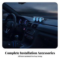 52 Mm Oil Pressure Water Temp Voltmeter Set Chrome Bezel 3-in-1 Gauge Cluster White Face Triple Gauge Set Red Needle