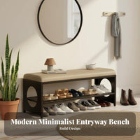 Cushiunifiedd Bench with Shoe Shelves sturdy Metal Frame for Living Room, Families