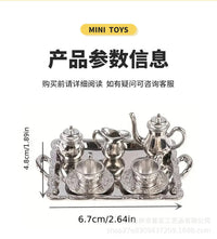 Dollhouse Miniature Alloy Afternoon Tea Set for Kitchen Micro Scene Photography Prop