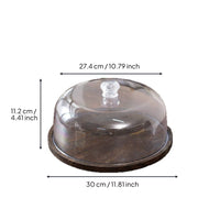 Cake Dome with Wooden Base Rotatable Cake Stand with Dome Dust-Proof for Parties