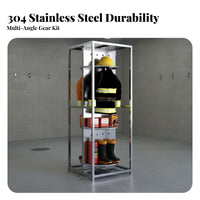 Firefighter Gear Rack Rustproof Stainless Steel Turnout Gear Rack Heavy Duty Rotating Uniform Stand for Firefighters, Crisis Crews Teams, Fire Station