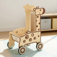 Wooden animal Pusher Early Learning animal Shopping Cart Sturdy Wood Wooden Shopping Cart for Nursery