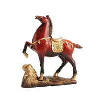 Horse Figurine with Saddle Rearing Decor Sculpted for Living Room, Office Desk