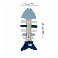 Wooden Marine Skeleton Thermometer Vintage Look Coastal Wall Decor Handmade