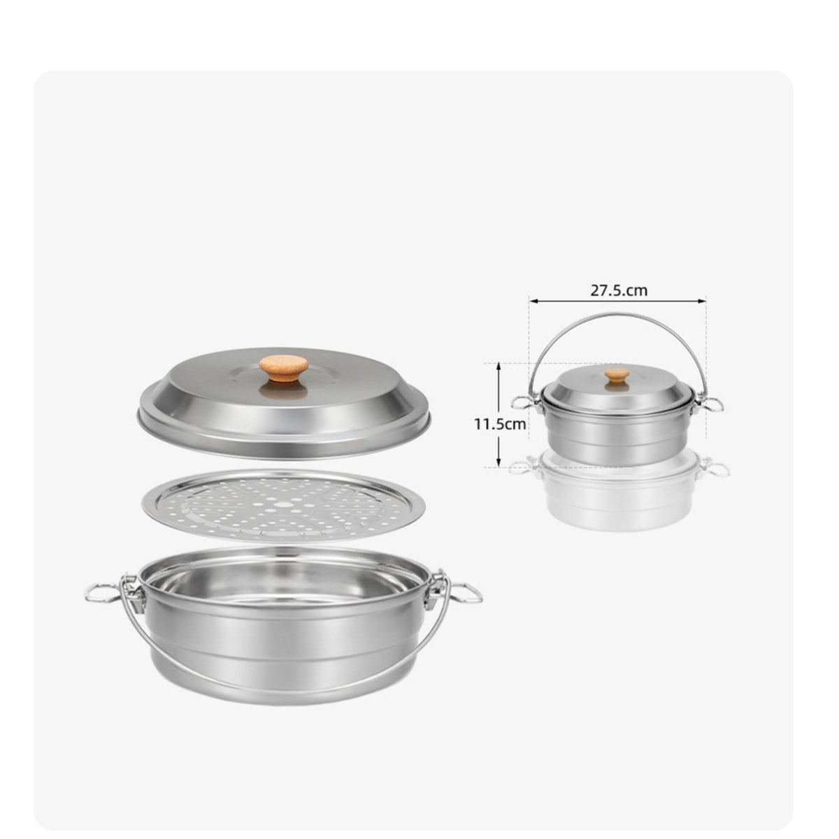 Non-Stick Camping Steamer Pot Set Lightweight 4.5L Outdoor Cooking Pot Large Capacity for Campers, Backpackers, Backpacking