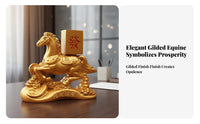 Chinese Astrological Horse Ornament Sand Gold Finish Chinese Astrological Horse Sculpture Metal Handmade Decor Decoration for Desktop, Office