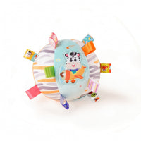 Soft Baby Taggie Ball Embroidered Stuffed Ball with Ribbons Stuffed Toy Tactile for Infants, Babies, Newborns, Tummy Time