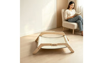 Cat Hammock with Wooden Frame Elevated Cat Scratcher Bed Multifunctional Animal Furniture for Cats, Kittens, Living Room, Bedroom