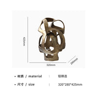 现代简约侘寂复古风设计师创意金属几何形摆件客厅玄关电视柜软装